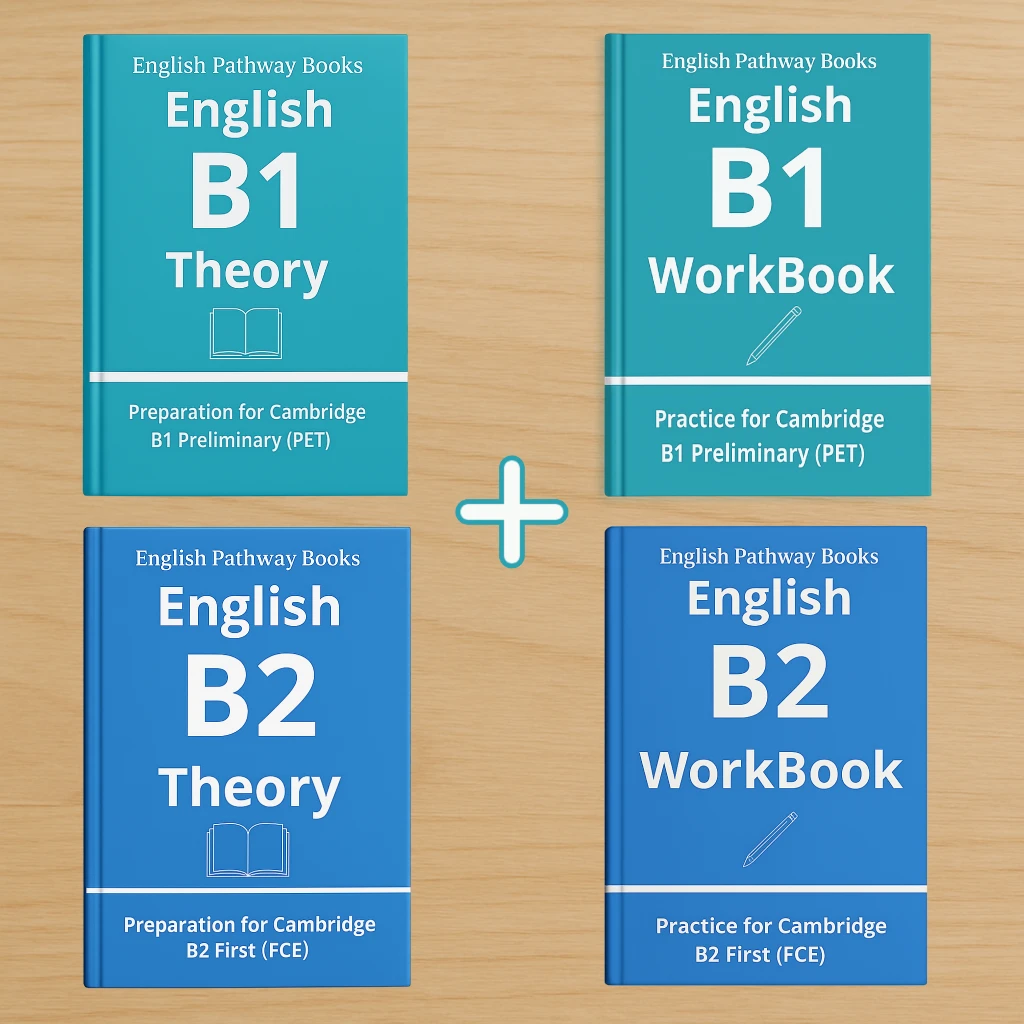 Pack B1 y B2 con teoría y workbook en PDF para preparación Cambridge B1 Preliminary y B2 First