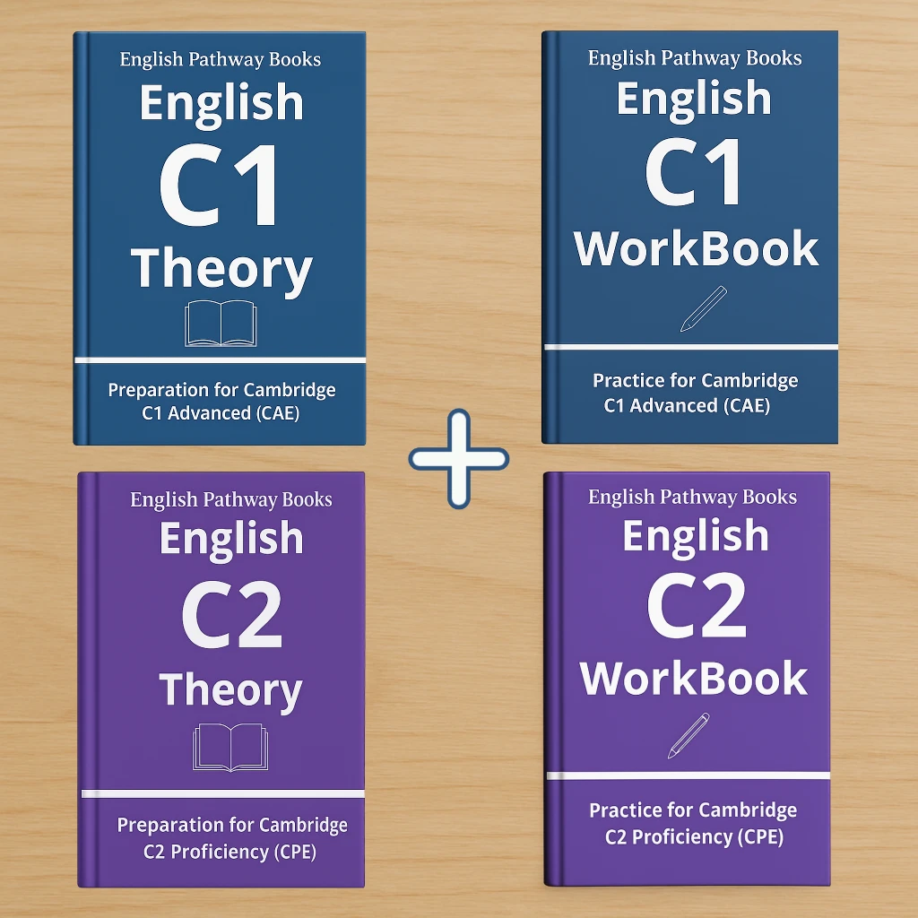 Pack C1 y C2 de teoría y workbook en PDF para preparación Cambridge C1 Advanced y C2 Proficiency